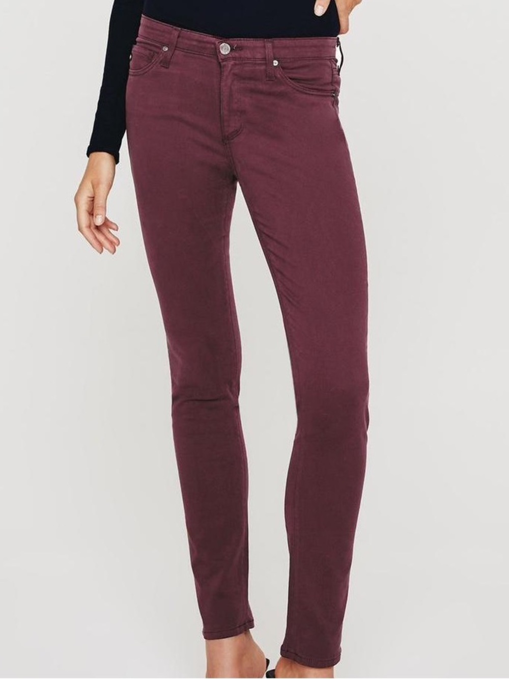 AG The Prima Cigarette Leg Skinny Jeans in Burgundy Size 30R - $215 retail!